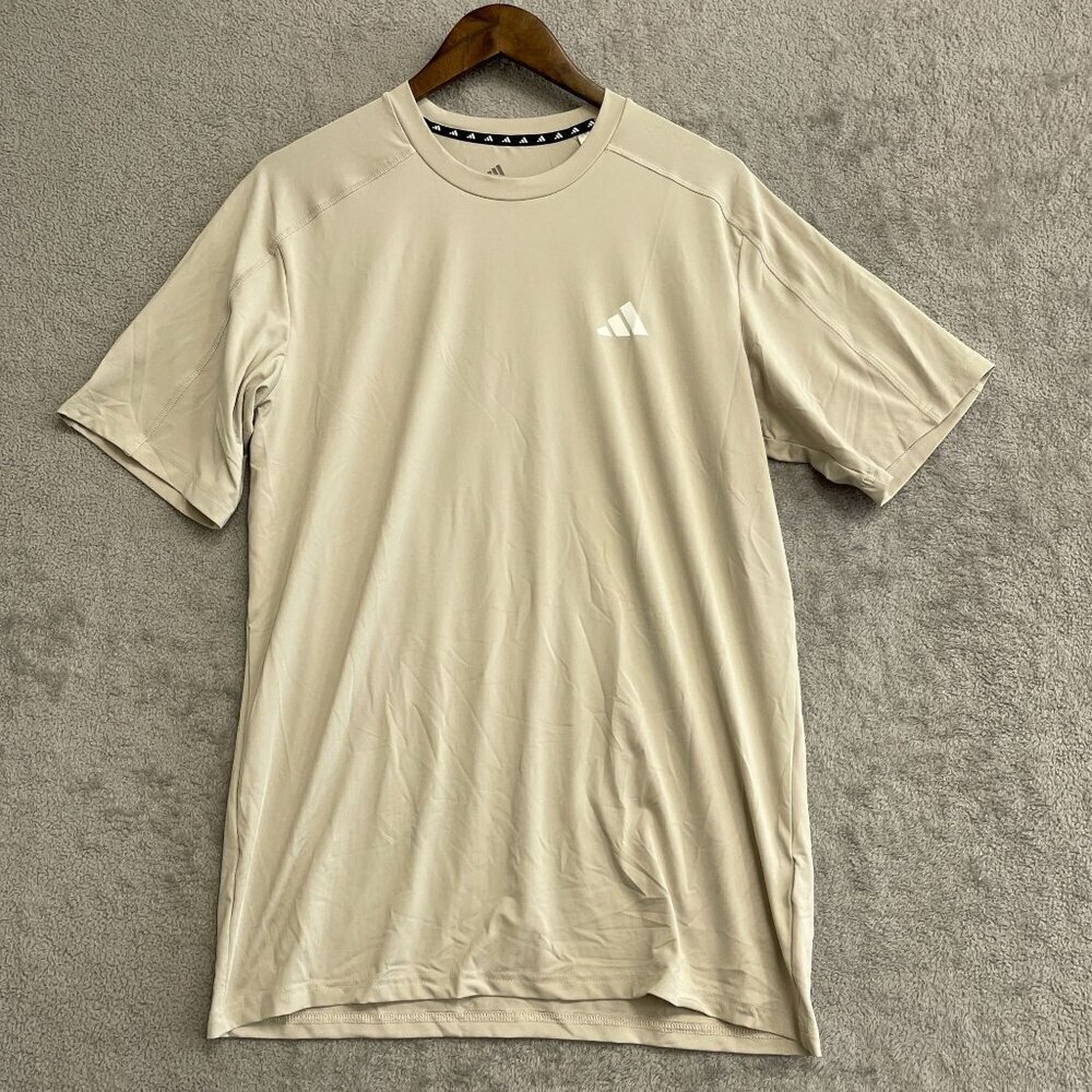 NWOT Adidas Men's Size M Beige Regular Fit Active T-Shirt Polyester